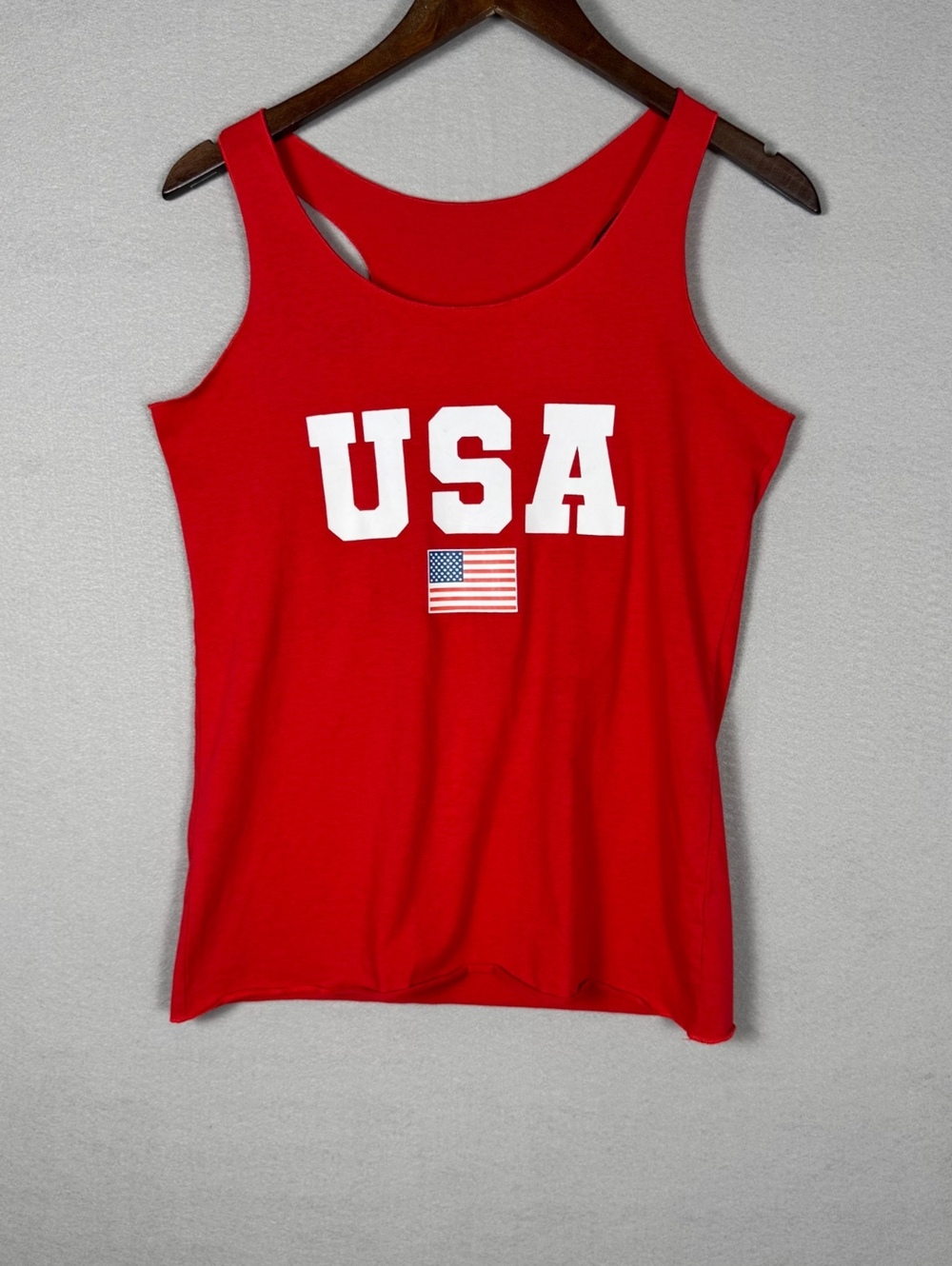 USA Women's Small Red Tank Top Graphic Flag